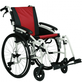 Odlehčení invalidní vozík EXCEL G-LOGIC - stříbrná konstrukce +  červený potah
